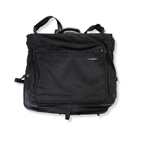 Briggs & Riley Baseline Deluxe Garment Bag Luggage Suitcase Black Leather Nylon - Picture 3 of 13